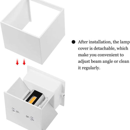 LED Wall Light 12W, Square Shaped LED Wall Lamp with Adjustable Angle Design, Modern Aluminum Wall Sconce Lighting IP65 Waterproof for Indoor Outdoor Lighting Warm White 2700K
