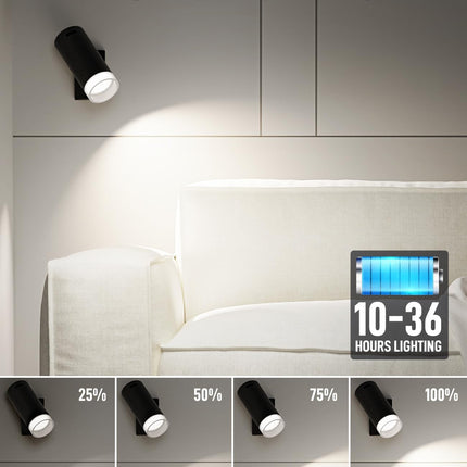 Battery Operated Wall Lights 2 Pack Rechargeable Wall Lights Indoor Touch Dimmable with Remote Control,Magnetic Wall Sconce Lights Battery Black Wireless LED Decor Lighting 3000mAh [Energy Class F]