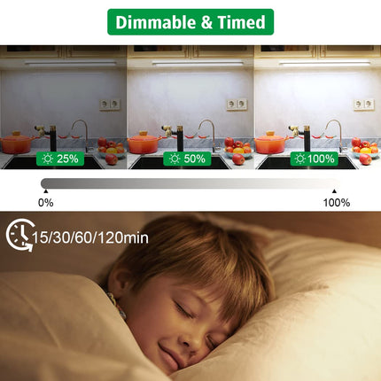 Led Under Cupboard Kitchen Lights, Dimmable Bar Cupboard Lights with Remote Control for Wardrobe,Cupboards, Closets, Display Cabinets（Natural White,2 Pack）