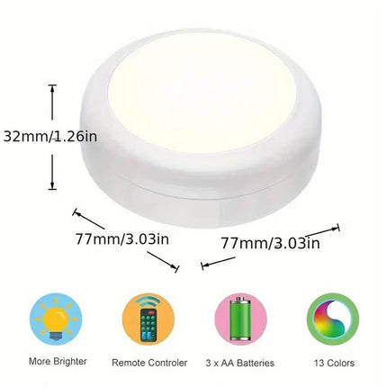 6 Pack RGBW LED Cabinet Lights, Remote Control, Battery Powered