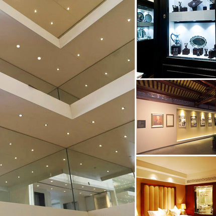 12V Under Cabinet LED Lights 9 Packs of Recessed Mini Downlights for Indoor with Hard Wired Cable and Connectors for Stair Step Furniture Showcase Lighting (Warm White)