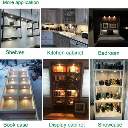 Linkable Under Cabinet LED Lighting 12V Dimmable Puck Lights with Wireless RF Remote Control, Hardwired & Wall Plug in for Kitchen Mood Lighting,Warm White