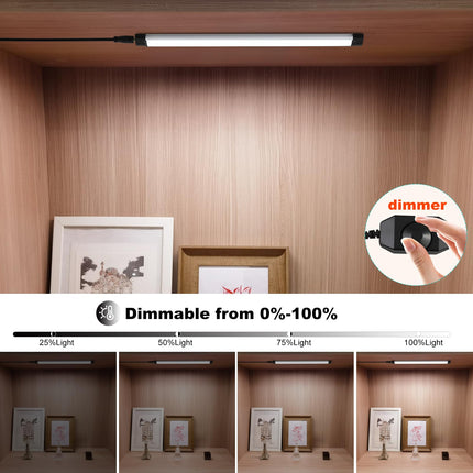 Dimmable Led Under Cabinet Lighting Bar Linkable Kits with Rocker Switch Under Counter Kitchen,Showcase,Shelf Lighting(3 Panel Kits Warm White)