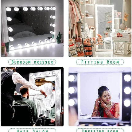 Hollywood LED Vanity Mirror Lights Kit,Stick on Dimmable Makeup Lights, 12V Mirror Lighting Strip Fixture for Vanity Dressing Table Set, Bedroom Wall Lights,CRI>90 (4000K Natural White,10 Bulbs)