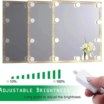 Hollywood LED Vanity Mirror Lights Kit,Stick on Dimmable Makeup Lights, 12V Mirror Lighting Strip Fixture for Vanity Dressing Table Set, Bedroom Wall Lights,CRI>90 (4000K Natural White,10 Bulbs)