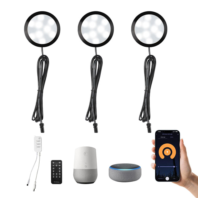 3 Pack Smart Under Cabinet Lights Hardwired,Dimmable LED Light for Kitchen Under Cabinet with Alexa Google Remote APP Control for Under Counter Lights for Cabinet Closets(Cold White)