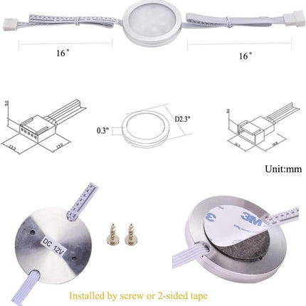 Under Counter LED Light Kit, RGBW Under Cabinet Lighting, 10 Packs Colored Cabinet Lights with Wireless 40-Key IR Dimmable Remote Control (10 Lights)