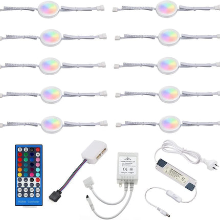 Under Counter LED Light Kit, RGBWW Under Cabinet Lighting, 10 Packs Colored Cabinet Lights with Wireless 40-Key IR Dimmable Remote Control (10 Lights)
