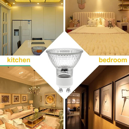 GU10 Halogen Light Bulbs, GU10 Bulbs 50W, 6 Pack Spotlight Bulbs AC 230V 50W, Light Bulbs Halogen Equivalent Energy 2 Pin 35° Beam Angle 2700K Dimmable Warm White