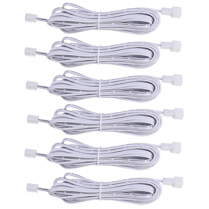 Extension Cables 9.84FT LED Under Cabinet Puck Lighting, 2-Pin Male and Female Cable Connector Extension Cords for Led Puck Lights with White Cords (6 Pack) 2-PIN ONLY