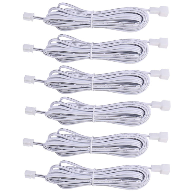 Extension Cables 9.84FT LED Under Cabinet Puck Lighting, 2-Pin Male and Female Cable Connector Extension Cords for Led Puck Lights with White Cords (6 Pack) 2-PIN ONLY