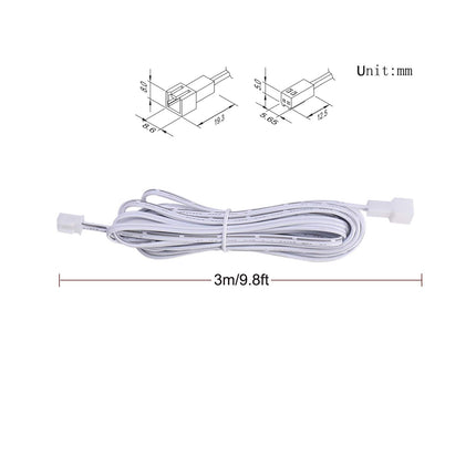 Extension Cables 9.84FT LED Under Cabinet Puck Lighting, 2-Pin Male and Female Cable Connector Extension Cords for Led Puck Lights with White Cords (6 Pack) 2-PIN ONLY