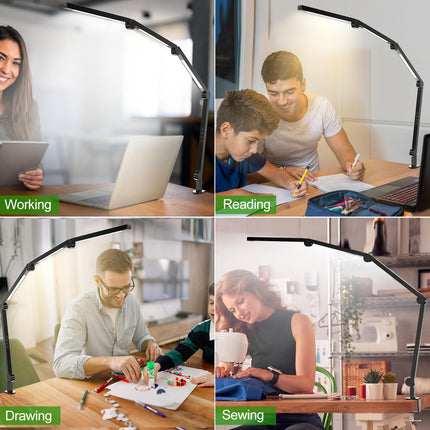 LED Desk Lamp,Foldable Table Lamp for Computer and Desktop,Flexible Clamp on Desk Lamps,Black Portable Desk Lamp for Home Office Reading,Working,Computer Desk,Study Lamp for Kids