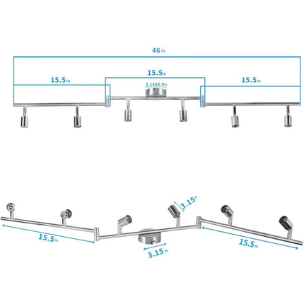 Kitchen Lights, 6-Light Ceiling Lighting Kits, Swivelling Ceiling Spotlight for Bedroom, Kitchen and Living Room(GU10 LED Bulbs not Included) (Brush Nickel)