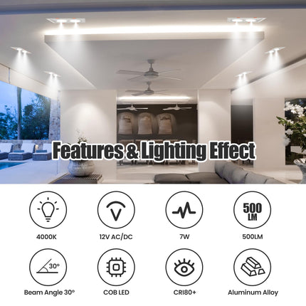 AR70 LED Light Bulb BA15D B15 Base, AC/DC12V Input, 7W 500lm for Home Household Commercial Lighting, 50W Halogen Lamp Replacement(Natural White,4 Pack)