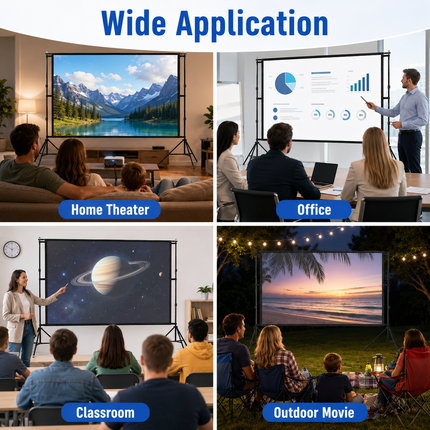 120 Inch Projector Screen with Stand & Carry Bag, 16:9 Foldable Movie Screen, 4K HD Compatible, Indoor & Outdoor Home Theatre