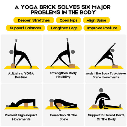 Natural Cork Yoga Blocks 2 Pcs – High-Density, Non-Slip Yoga Blocks for Balance, Strength & Flexibility Training