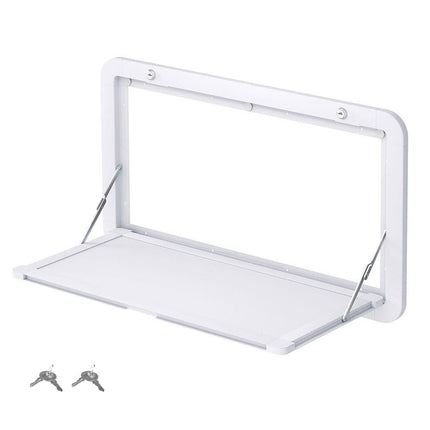 Heavy Duty Folding Caravan Table 800 x 450mm – Full Metal Frame, Lockable, 50kg Max Capacity, White