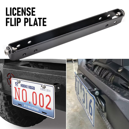 Flip-Up License Plate Frame Holder – 120° Rotation Stainless Steel Number Plate Bracket, Foldable Off-Road Winch Accessory, Rustproof-Black