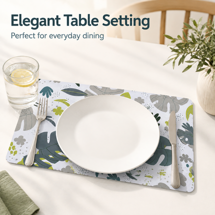 8pcs Monstera MDF Placemats Coasters Heat Resistant(34x26.5cm)