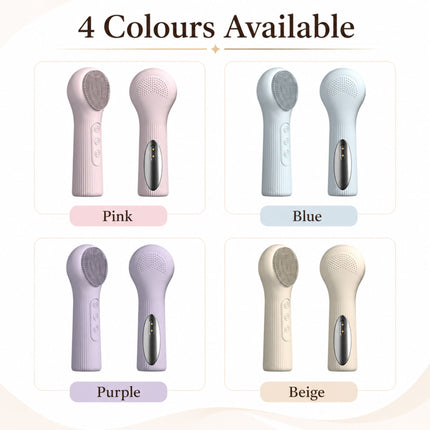 Silicone Facial Cleansing Brush Sonic Vibration Heating Waterproof Rechargeable-BEIGE