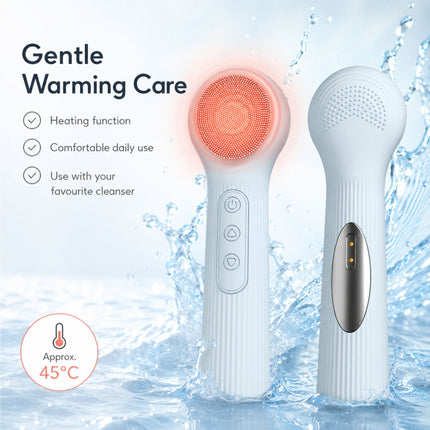 Silicone Facial Cleansing Brush Sonic Vibration Heating Waterproof Rechargeable-PURPLE