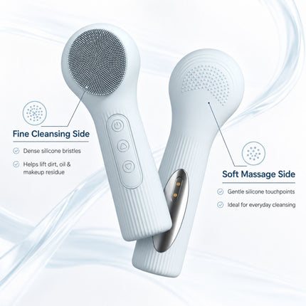 Silicone Facial Cleansing Brush Sonic Vibration Heating Waterproof Rechargeable-PURPLE