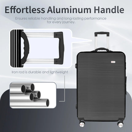 24" Digital Weighing Scale and USB Charging Port Lightweight Luggage Suitcase Silver Black