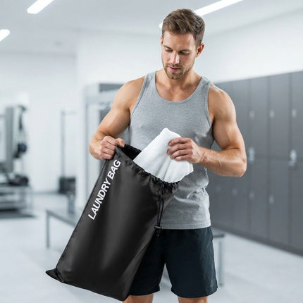Water Resistant Drawstring Laundry & Storage Bag, Reusable Clothes Bag for Travel, Gym, Sports & Everyday Use