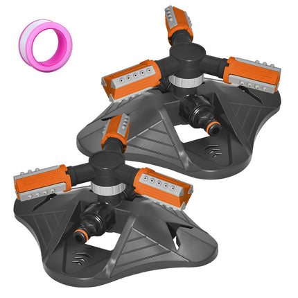2 PCS Garden Sprinkler, 360° Rotating Lawn & Garden Water Sprinkler, 3-Arm Adjustable, 36 Nozzles, 200㎡ Coverage, Quick Connect