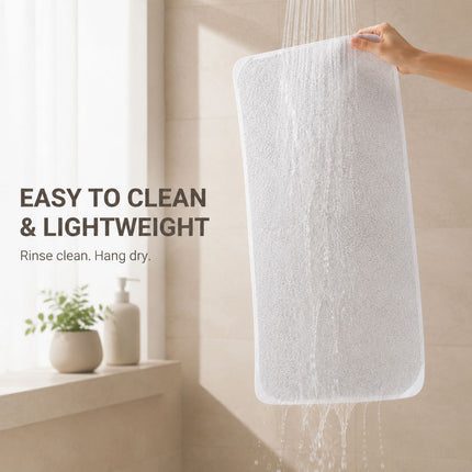 2 Pack Non-Slip Loofah Shower Mats 75x44cm Bathroom Bath Mat Machine Washable with Suction Caps Quick Drain