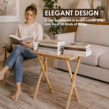 Foldable Bamboo Laptop Table, Bed Tray & Snack Table – Portable & Space-Saving