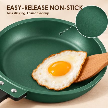 Double-Sided Non-Stick Frying Pan, Flip Pancake Pan with Heat-Resistant Handle for Eggs, Pancakes & Toast, Gas Electric & Ceramic Stoves-Green