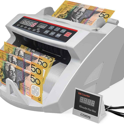 Automatic AUD Money Counter Machine with UV/MG/IR Detection, High-Speed Banknote Counter & Digital Display(29.2x24.6x17.8cm)