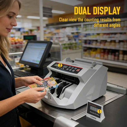 Automatic AUD Money Counter Machine with UV/MG/IR Detection, High-Speed Banknote Counter & Digital Display(29.2x24.6x17.8cm)