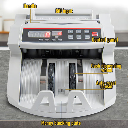 Automatic AUD Money Counter Machine with UV/MG/IR Detection, High-Speed Banknote Counter & Digital Display(29.2x24.6x17.8cm)