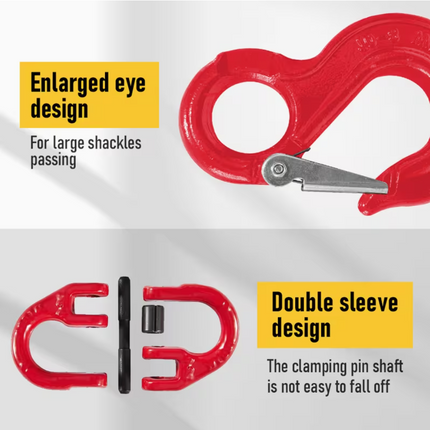 2SET 1.12T Sling Hook Heavy Duty Hammerlock/Slip Hook Kit With Swivel Winch & Safety Latch-Red