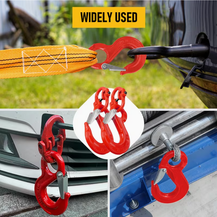 2SET 1.12T Sling Hook Heavy Duty Hammerlock/Slip Hook Kit With Swivel Winch & Safety Latch-Red