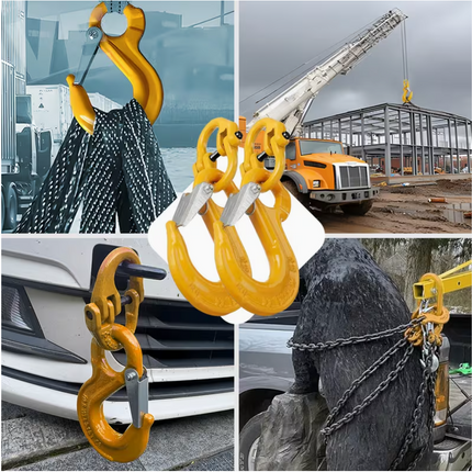 2SET 1.12T Sling Hook Heavy Duty Hammerlock/Slip Hook Kit With Swivel Winch & Safety Latch-Yellow