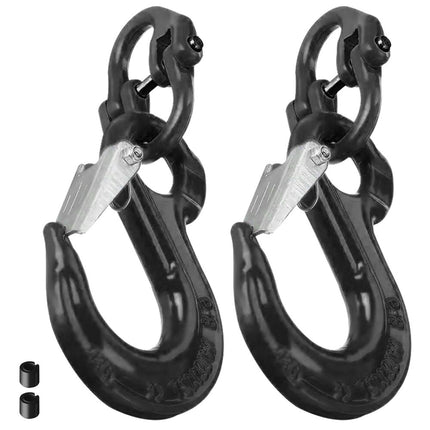 2SET 3.15T Sling Hook Heavy Duty Hammerlock/Slip Hook Kit With Swivel Winch & Safety Latch-Black
