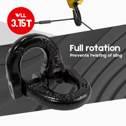 2SET 3.15T Sling Hook Heavy Duty Hammerlock/Slip Hook Kit With Swivel Winch & Safety Latch-Black