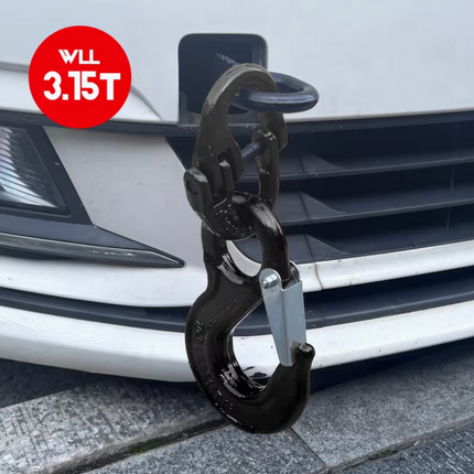 2SET 3.15T Sling Hook Heavy Duty Hammerlock/Slip Hook Kit With Swivel Winch & Safety Latch-Black