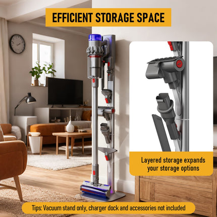Freestanding Holder for Dyson Vacuum Stand – Suitable for Dyson V6 V7 V8 V10 V11 V12 V15 Gen5 & DC series Vacuum Cleaners, Elegant & Stable Standing Dock Accessory Storage Stand for Dyson Stand