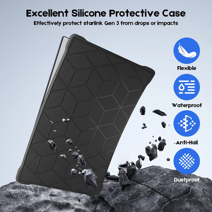 Silicone Cover for Starlink Gen 3 Standard, Waterproof Protective Case, Anti-Scratch, Sand & Hail Protection, Black