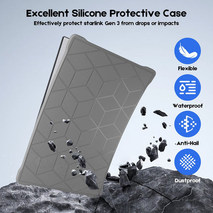 Silicone Cover for Starlink Gen 3 Standard, Waterproof Protective Case, Anti-Scratch, Sand & Hail Protection, Grey