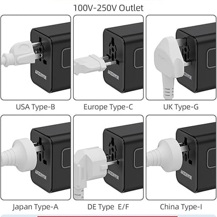 Universal International Power Adapter 2 USB-C &1 USB A