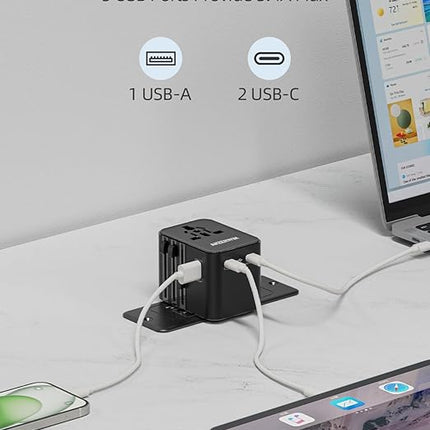 Universal International Power Adapter 2 USB-C &1 USB A