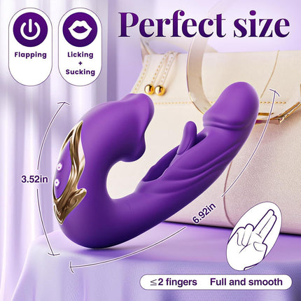 3-in-1 mouth slap tongue vibrator female 7-frequency sucking button G-spot masturbator_Purple
