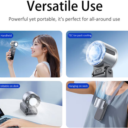 Portable Handheld Fan, Rechargeable Battery Powered with High-Speed Turbo for Strong Wind & Rapid Cooling, Aesthetic Design