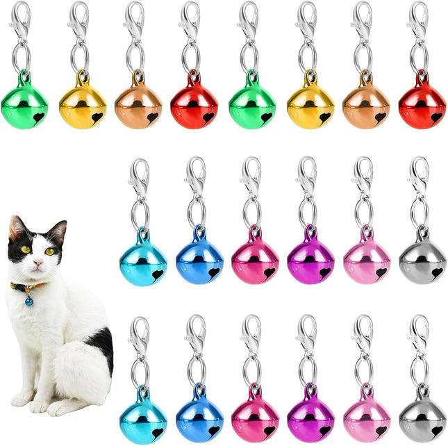 20 pcs Pet Bells for Dog Cat Collar, Metal Round Collar Charms Loud Crisp Sound with Clasps, Kitten Small Animal Pendant Accessories, Christmas Decoration Jingle Bell(Colourful)